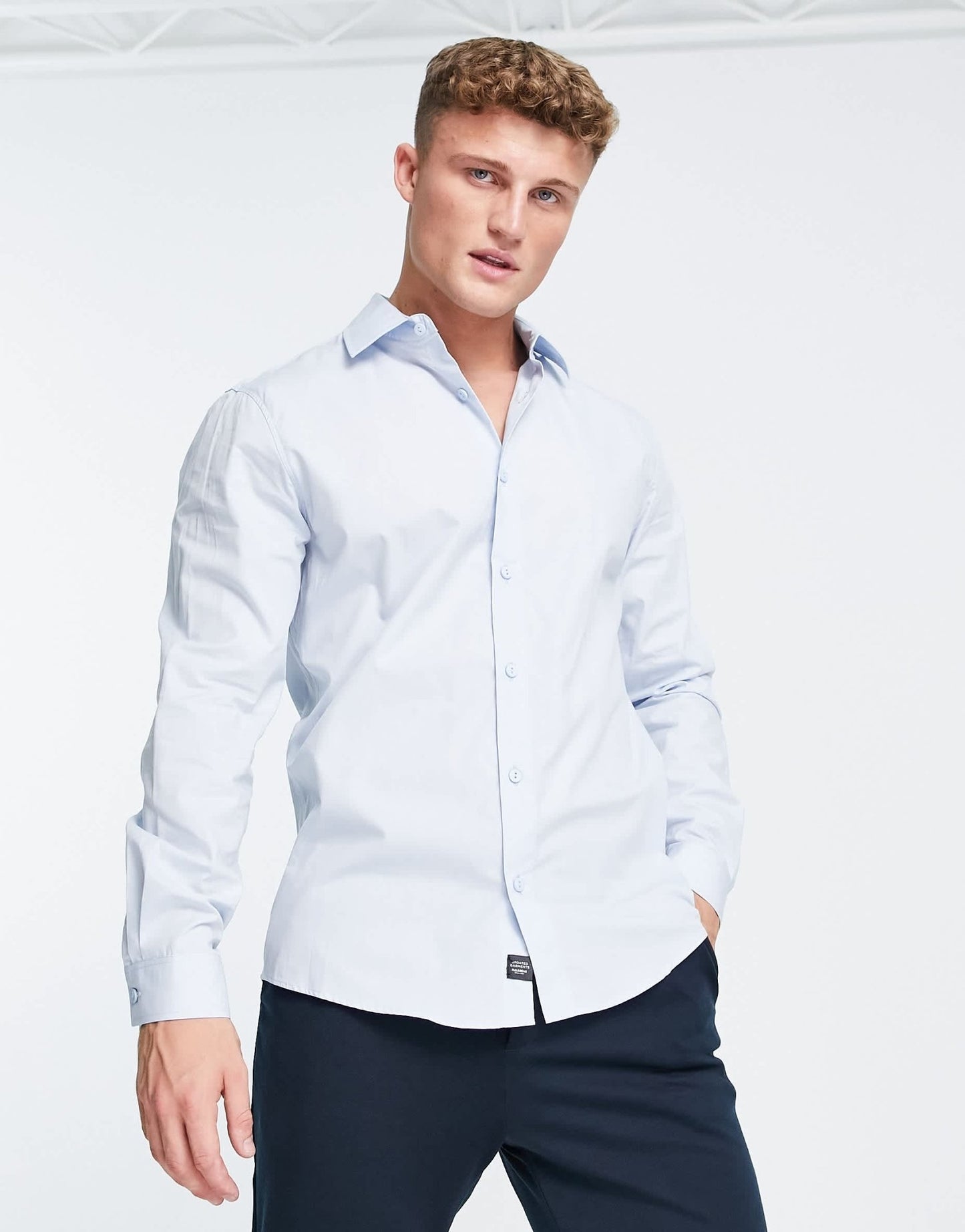Pull&Bear smart poplin shirt in blue - ASOS Sample Sale