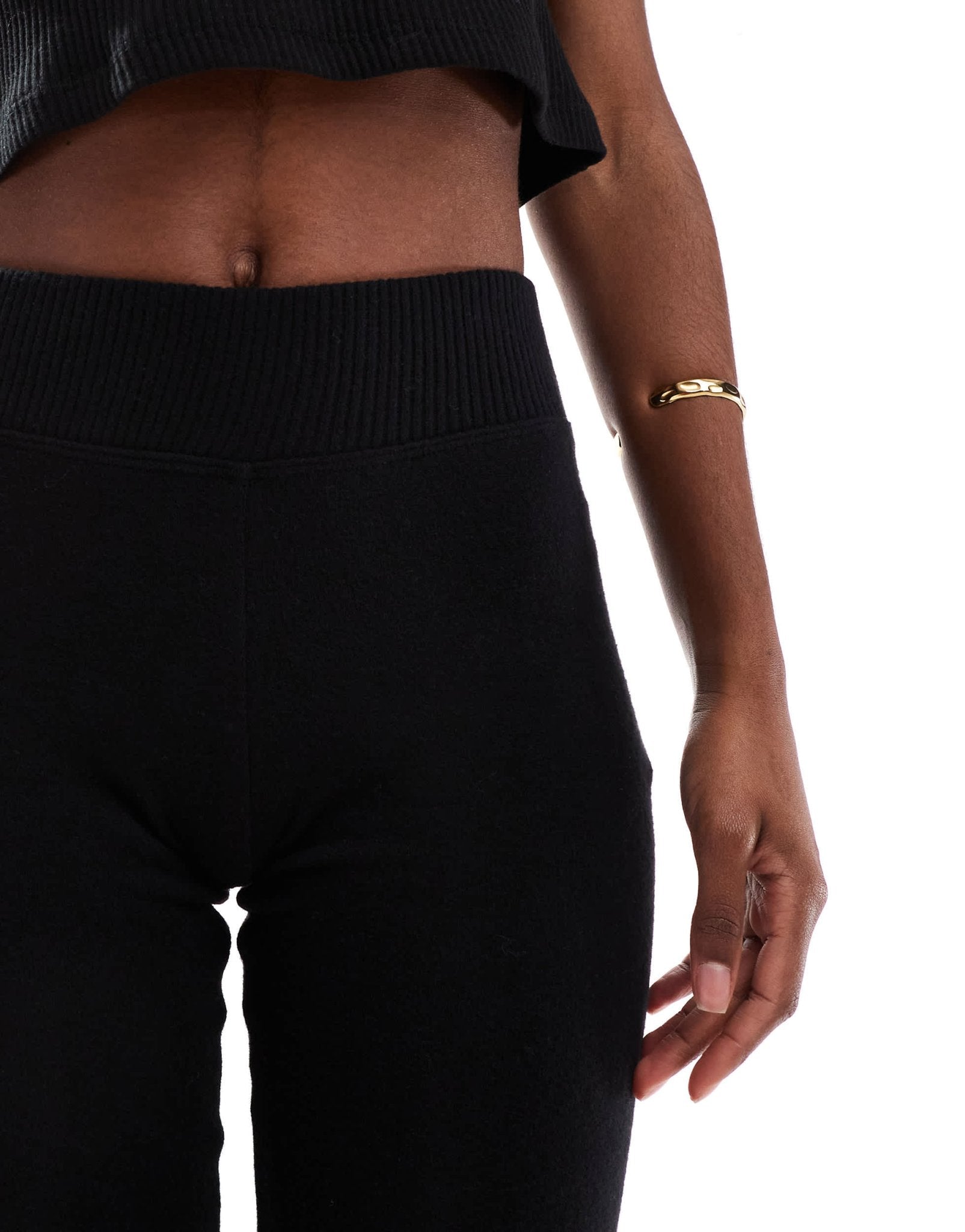 Pull&Bear soft touch flared jogger co - ord in black - ASOS Sample Sale