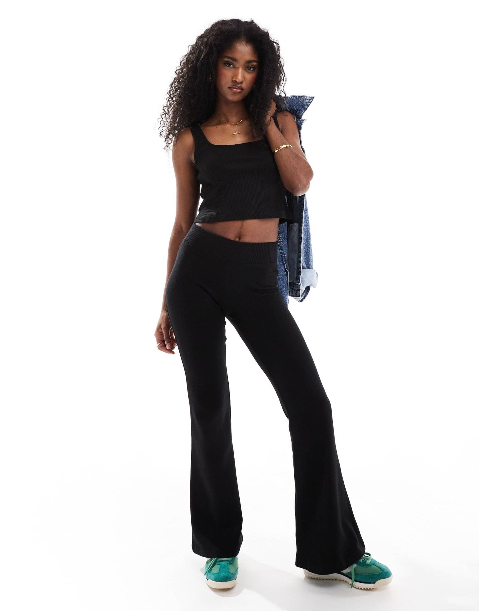 Pull&Bear soft touch flared jogger co - ord in black - ASOS Sample Sale