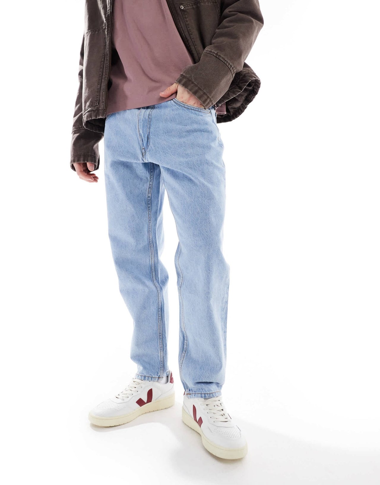 Pull&Bear standard fit jeans in mid blue - ASOS Sample Sale