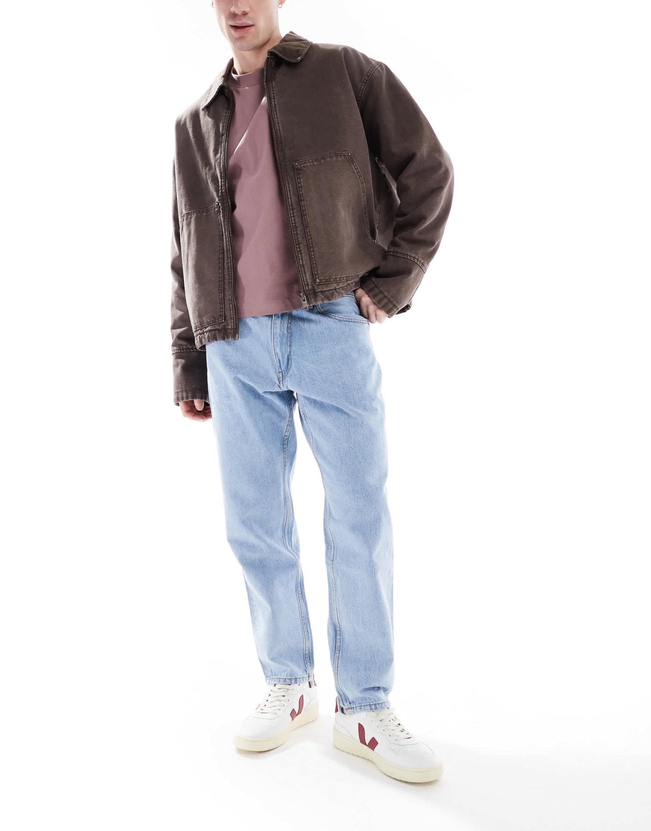 Pull&Bear standard fit jeans in mid blue - ASOS Sample Sale