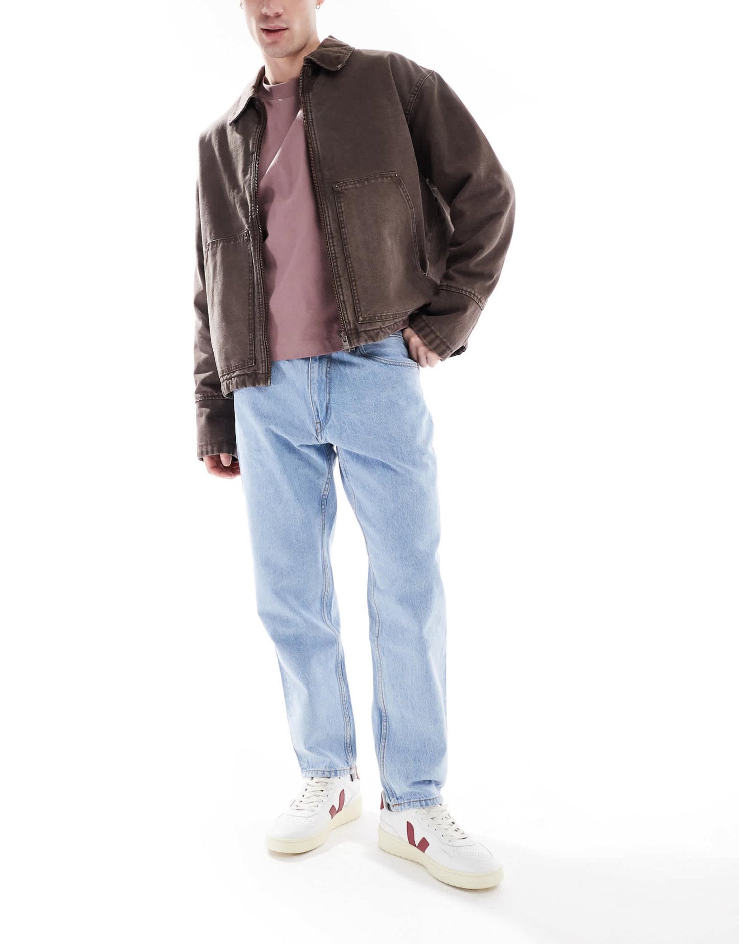 Pull&Bear standard fit jeans in mid blue - ASOS Sample Sale