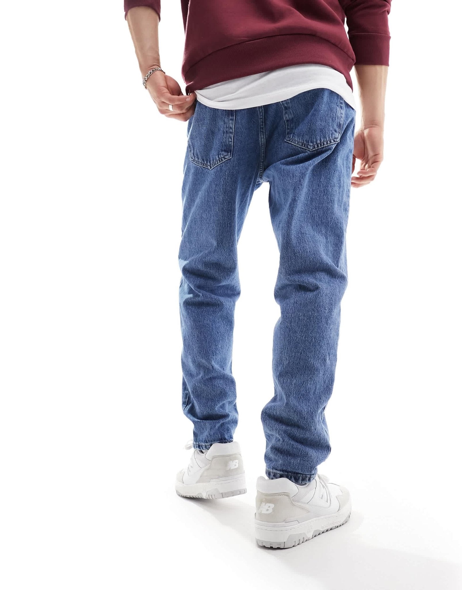 Pull&Bear standard fit jeans in mid blue - ASOS Sample Sale