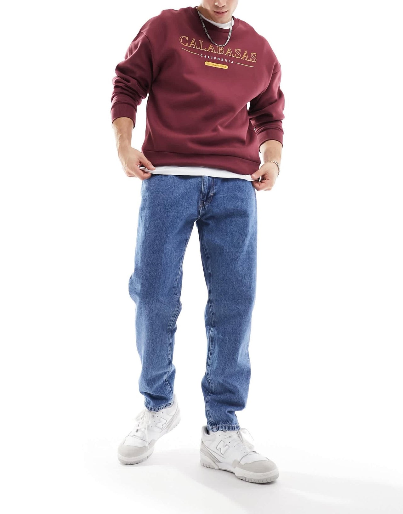 Pull&Bear standard fit jeans in mid blue - ASOS Sample Sale