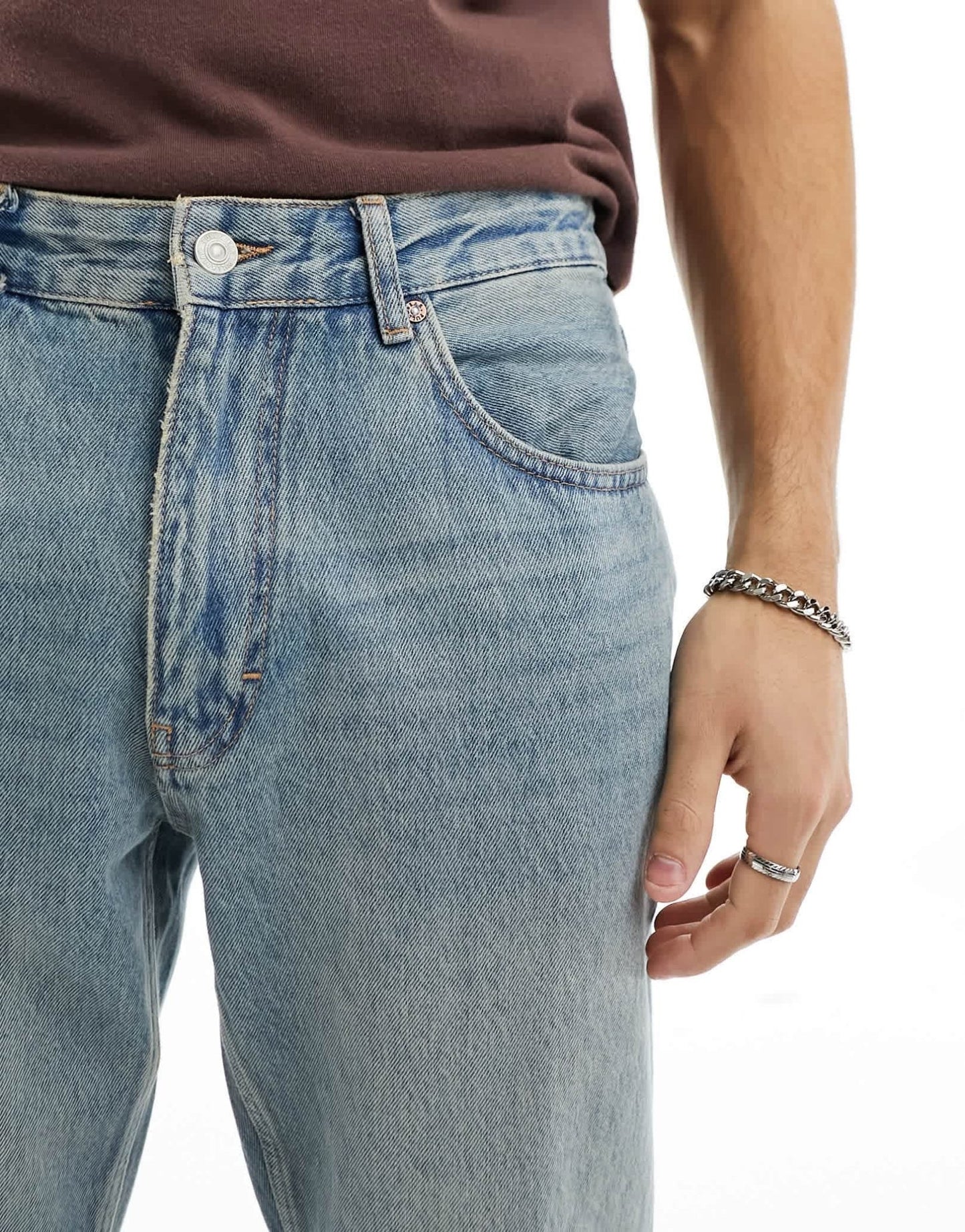 Pull&Bear standard fit jeans in washed blue - ASOS Sample Sale