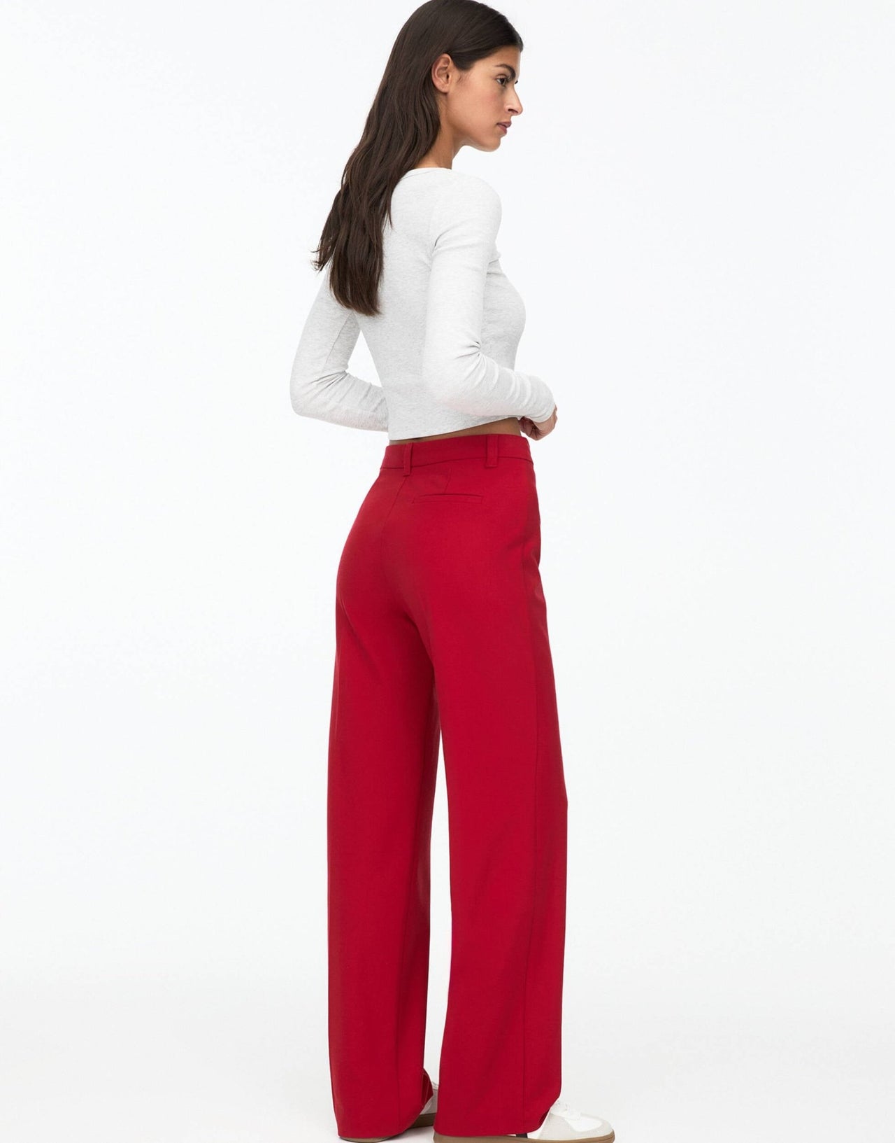 Pull&Bear straight leg tailored trouser in red - ASOS Sample Sale