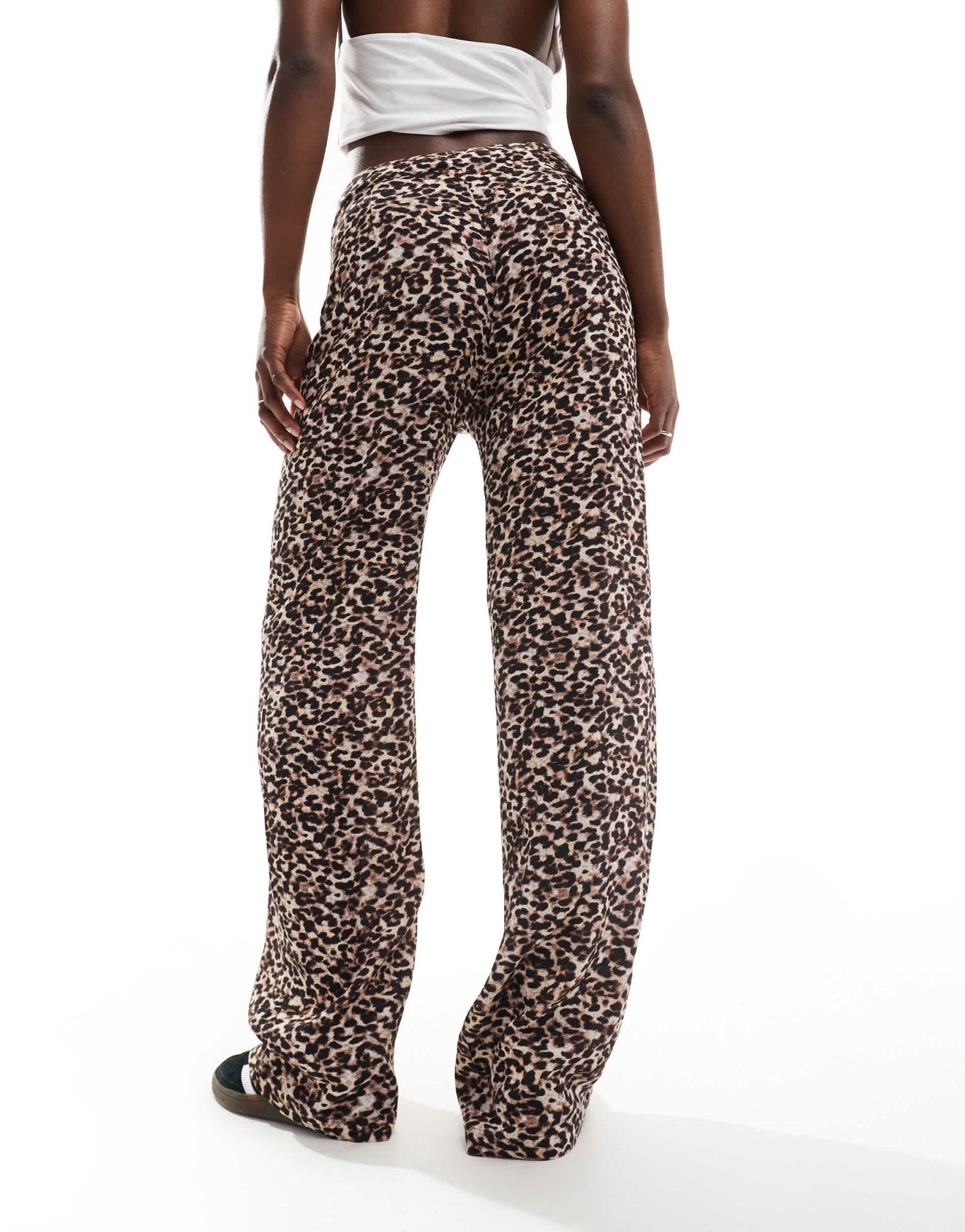 Pull&Bear straight leg trouser in leopard print - ASOS Sample Sale