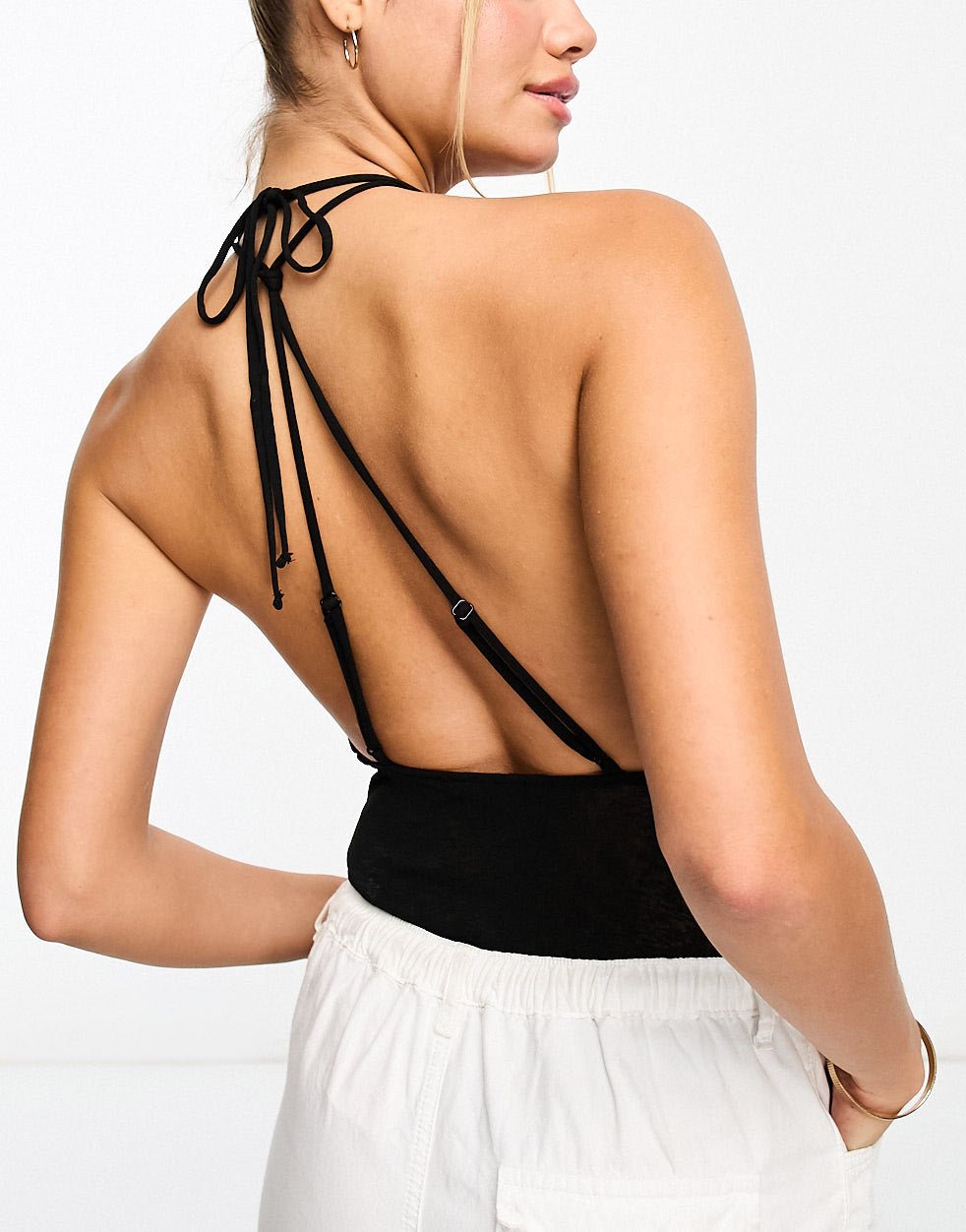 Pull&Bear strappy cut out body in black - ASOS Sample Sale