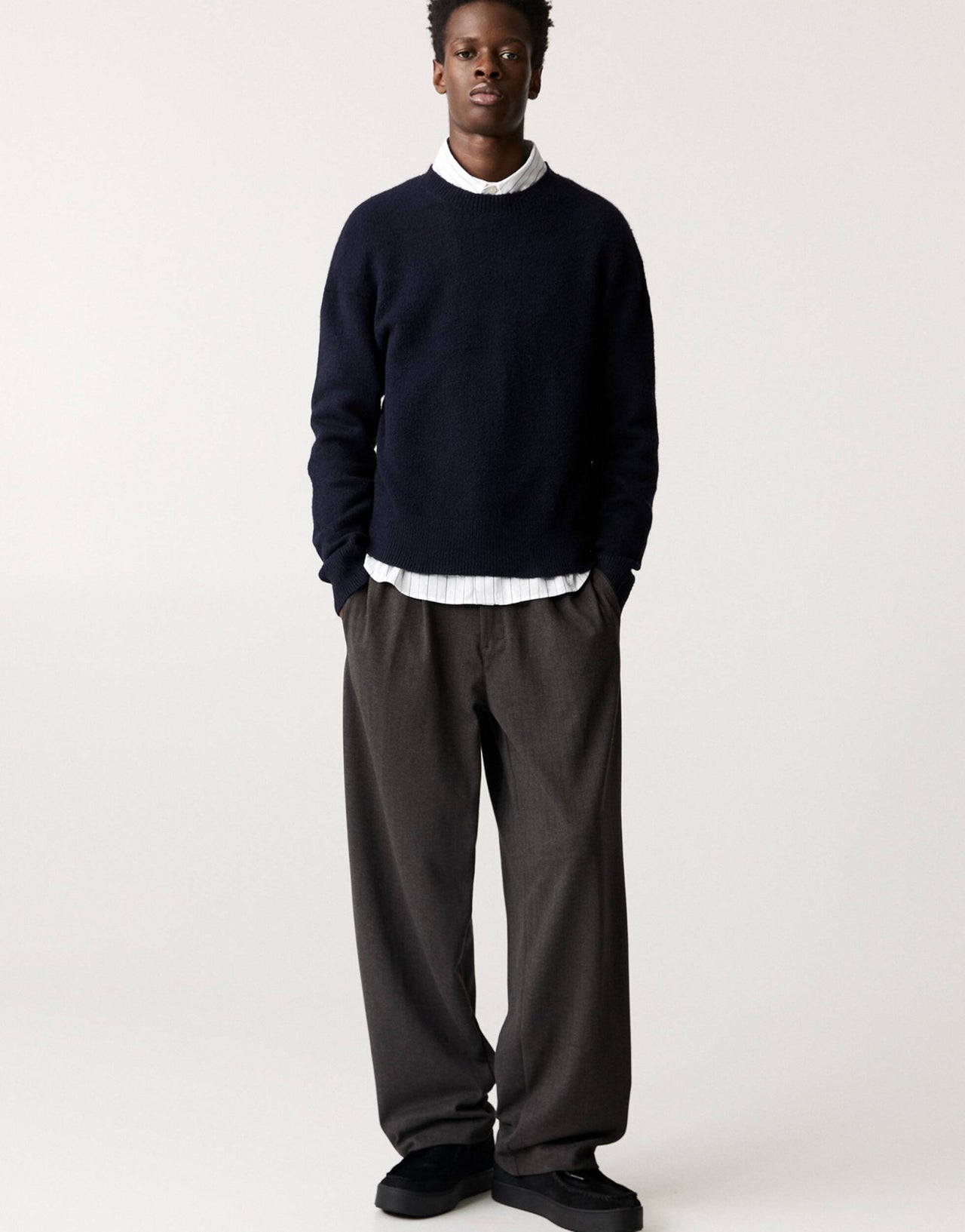 Pull&Bear stripe tailored trouser in grey - ASOS Sample Sale