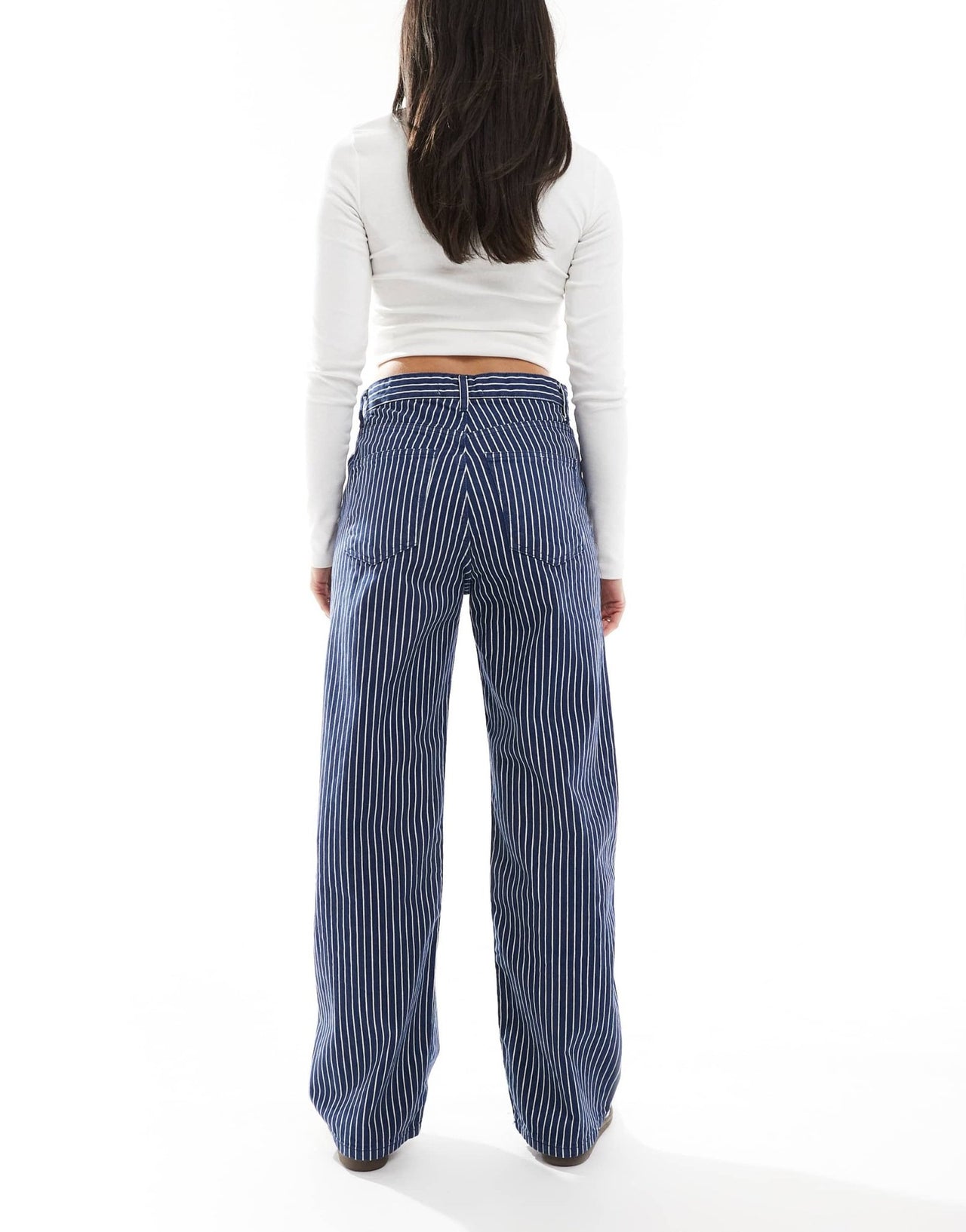 Pull&Bear striped baggy jeans in blue - ASOS Sample Sale