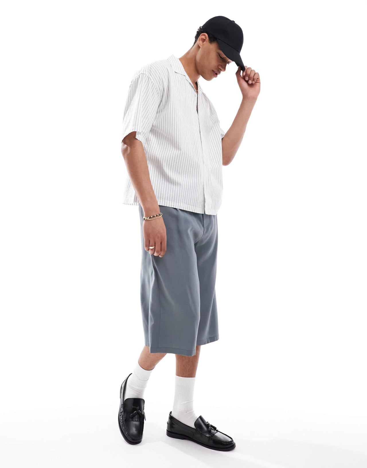 Pull&Bear striped boxy shirt in white - ASOS Sample Sale