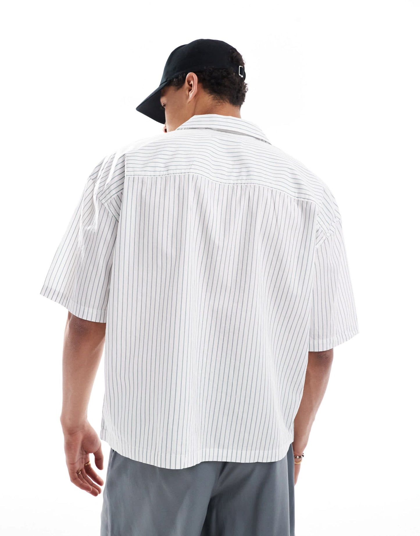 Pull&Bear striped boxy shirt in white - ASOS Sample Sale