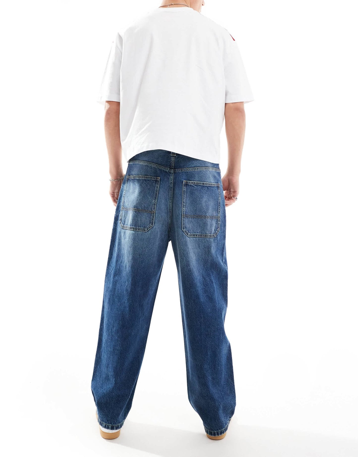 Pull&Bear STWD waistband skater jean in blue - ASOS Sample Sale