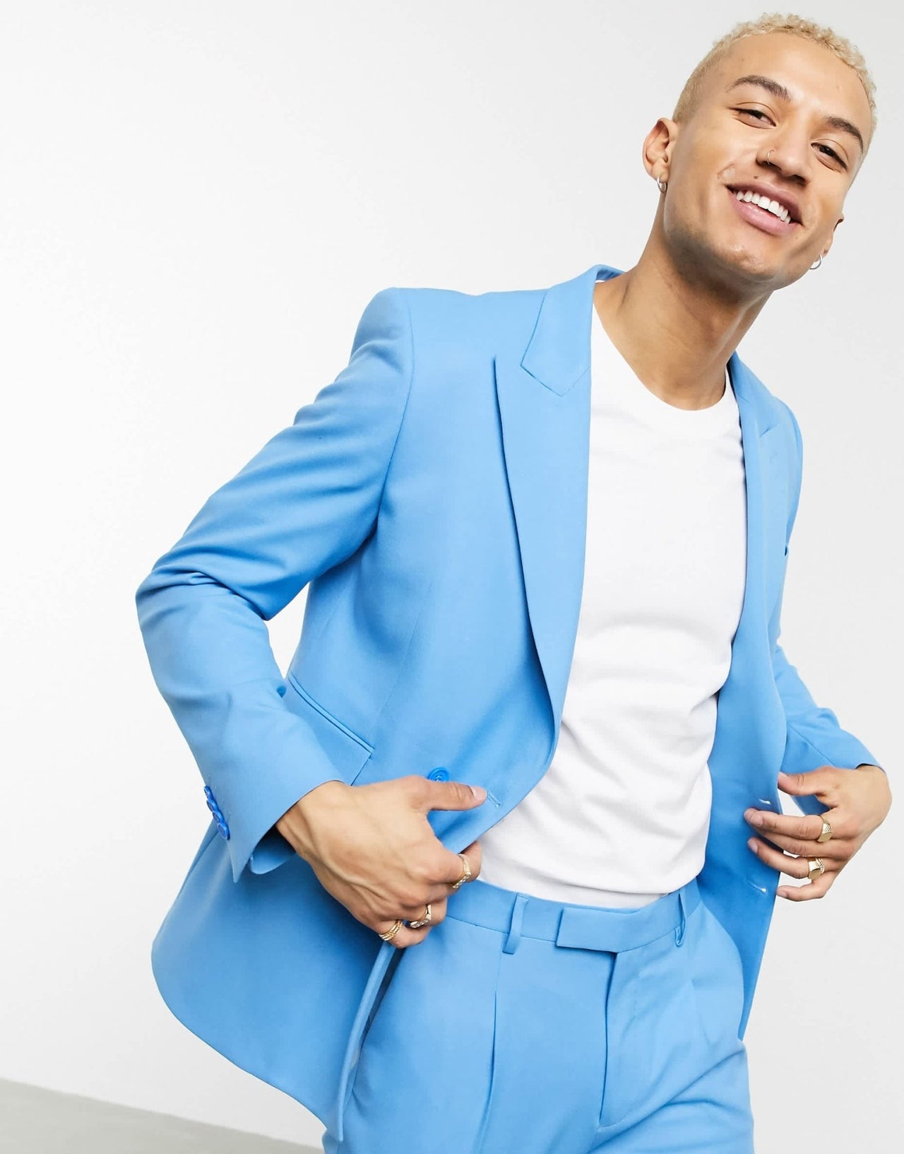 Pull&Bear suit jacket in blue - ASOS Sample Sale
