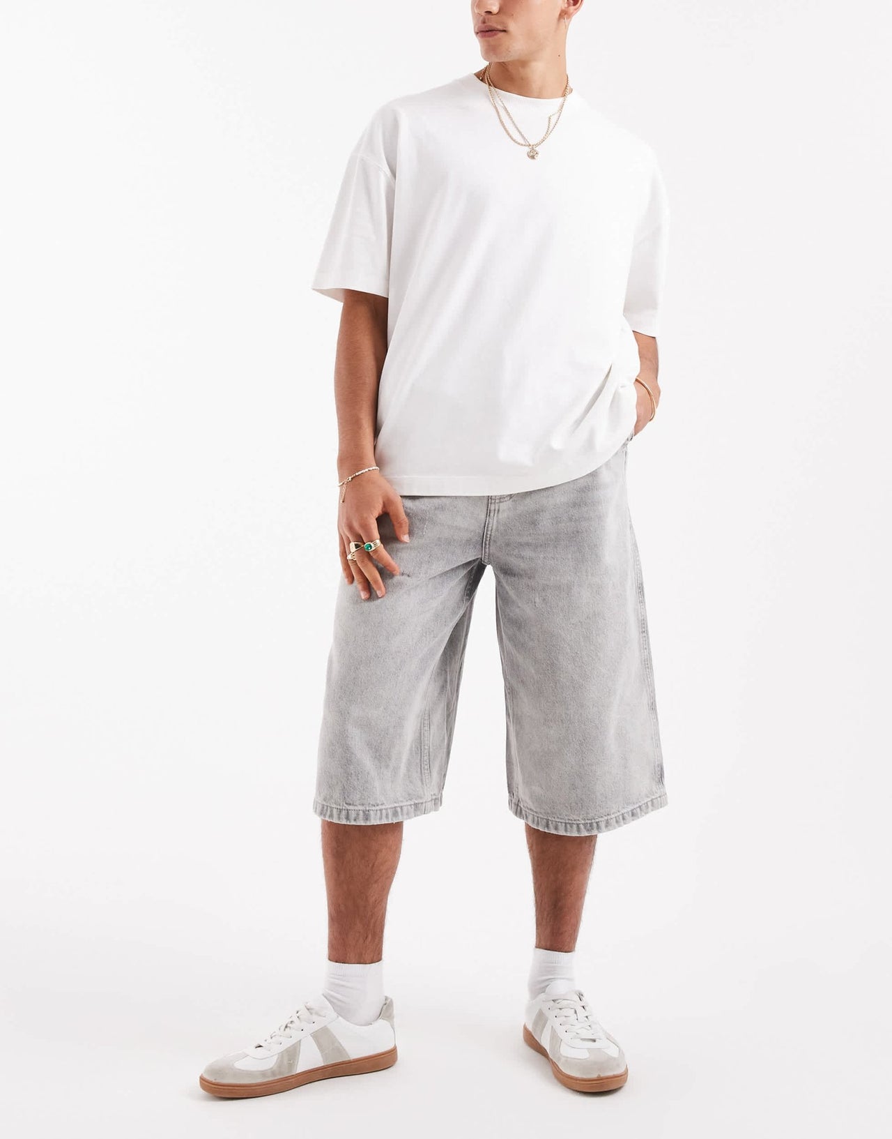 Pull&Bear super baggy denim short in grey - ASOS Sample Sale