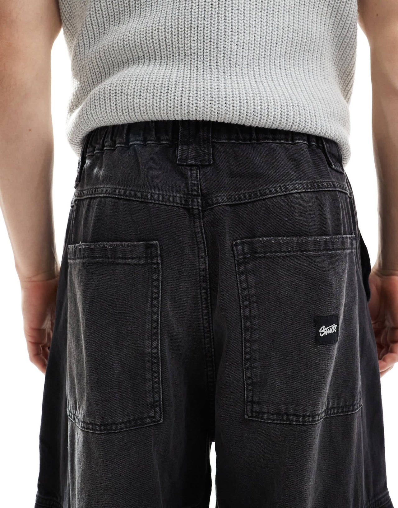 Pull&Bear super baggy fit cargo jeans in washed black - ASOS Sample Sale