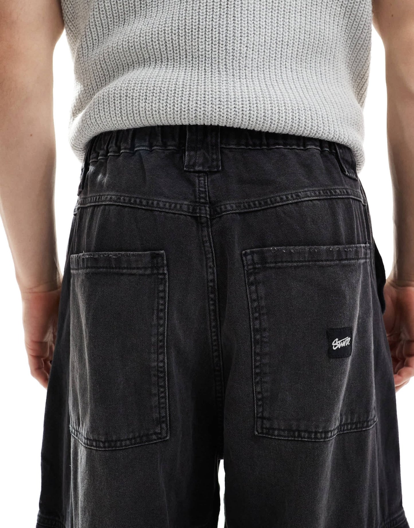 Pull&Bear super baggy fit cargo jeans in washed black - ASOS Sample Sale