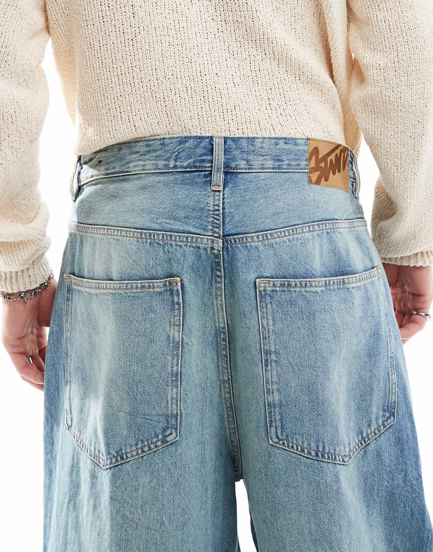 Pull&Bear super baggy fit jean in mid blue - ASOS Sample Sale