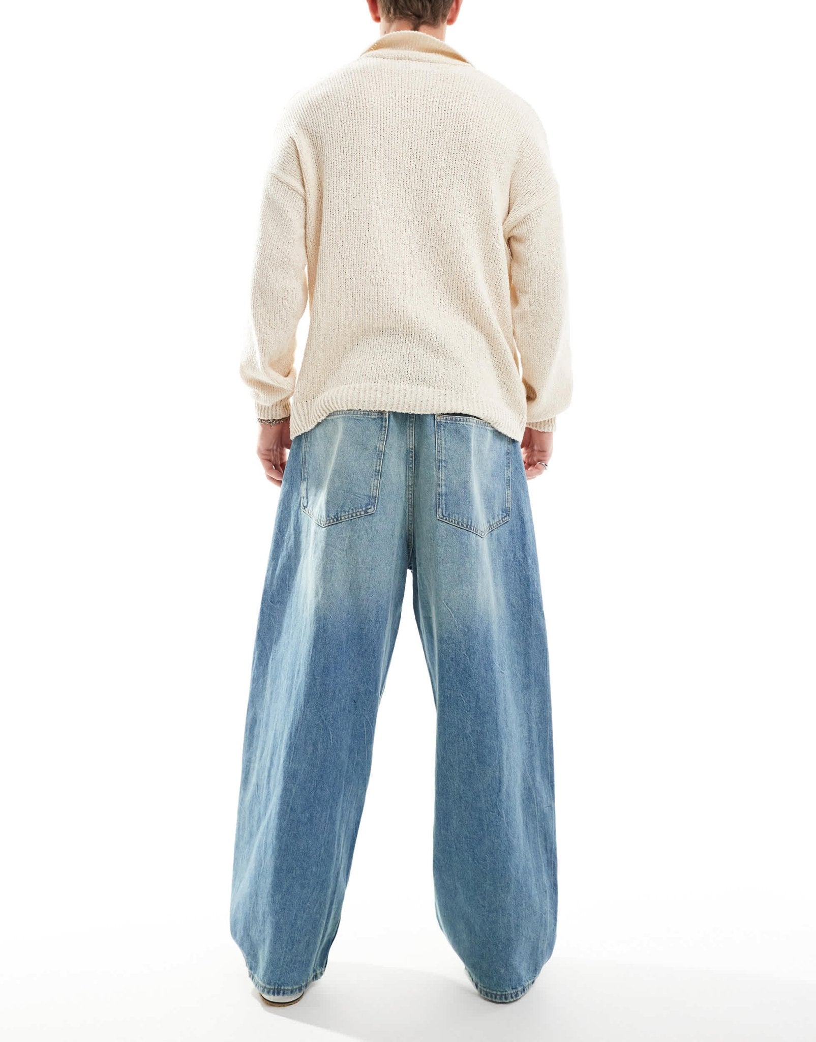 Pull&Bear super baggy fit jean in mid blue - ASOS Sample Sale