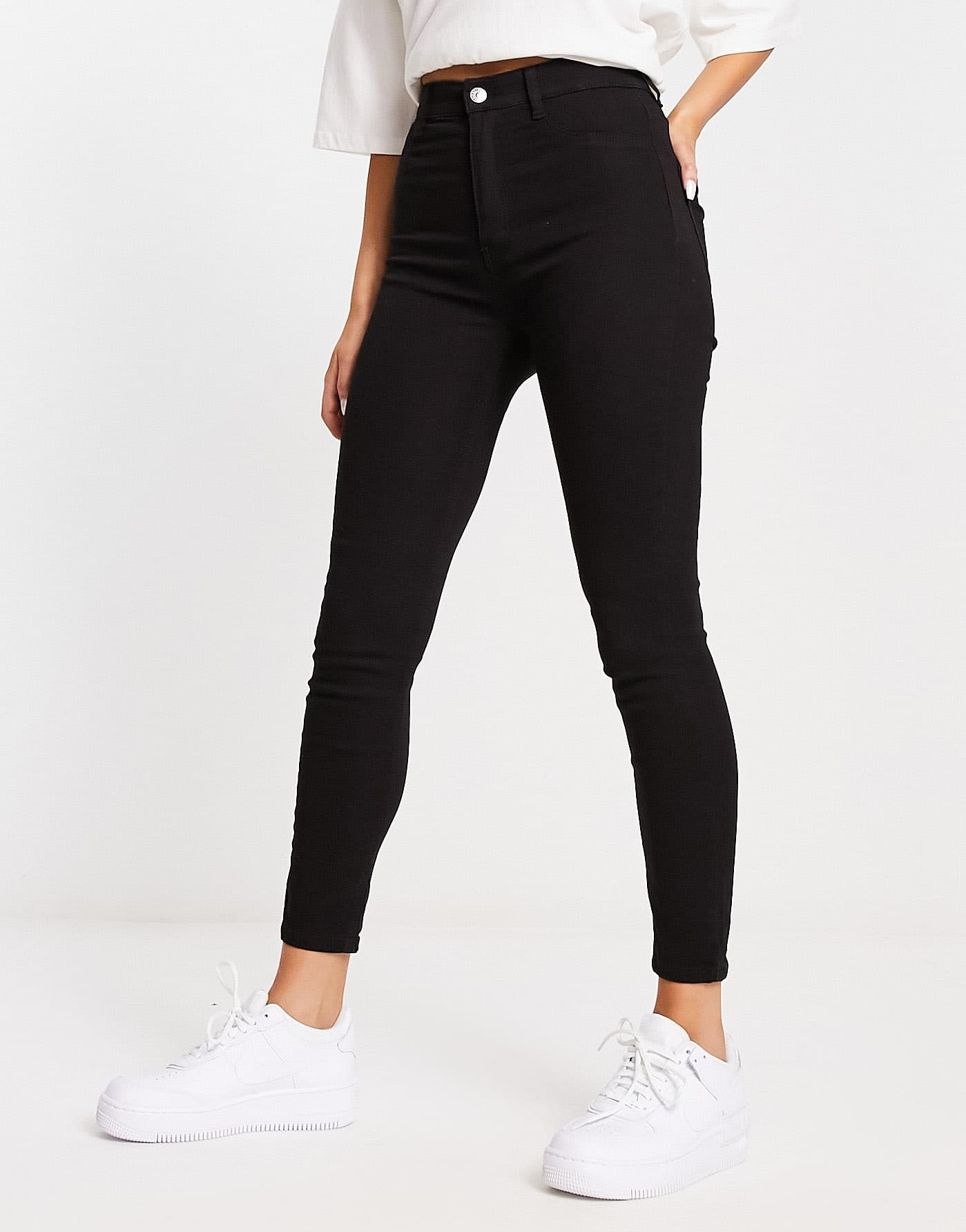 Pull&Bear super skinny high waisted jeans in black - ASOS Sample Sale