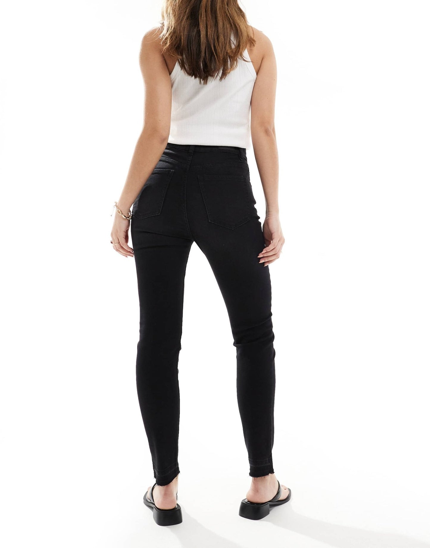 Pull&Bear super skinny high waisted jeans in black - ASOS Sample Sale