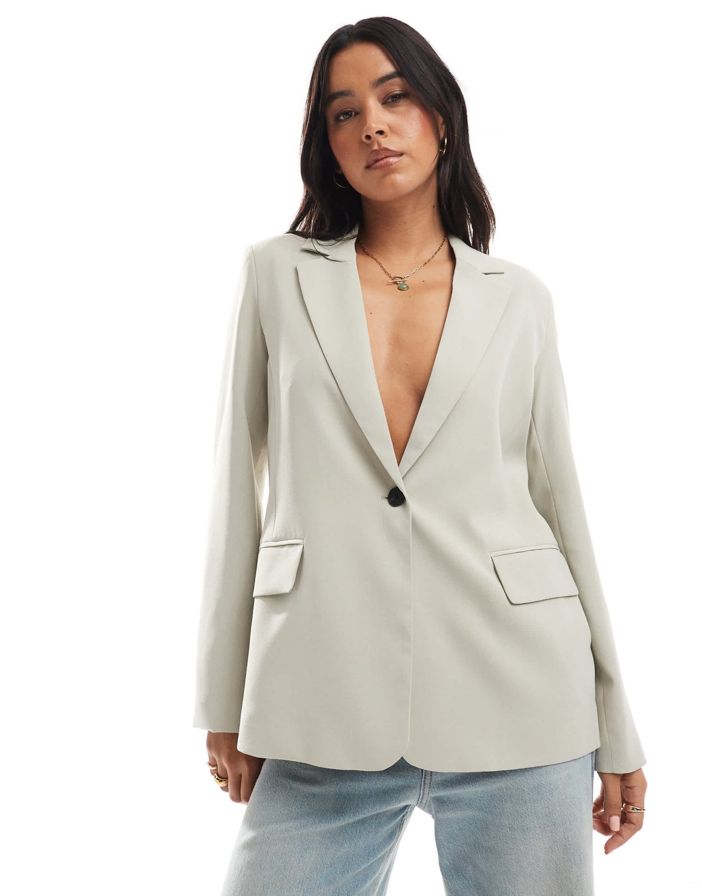 Pull&Bear tailored blazer in ecru - ASOS Sample Sale