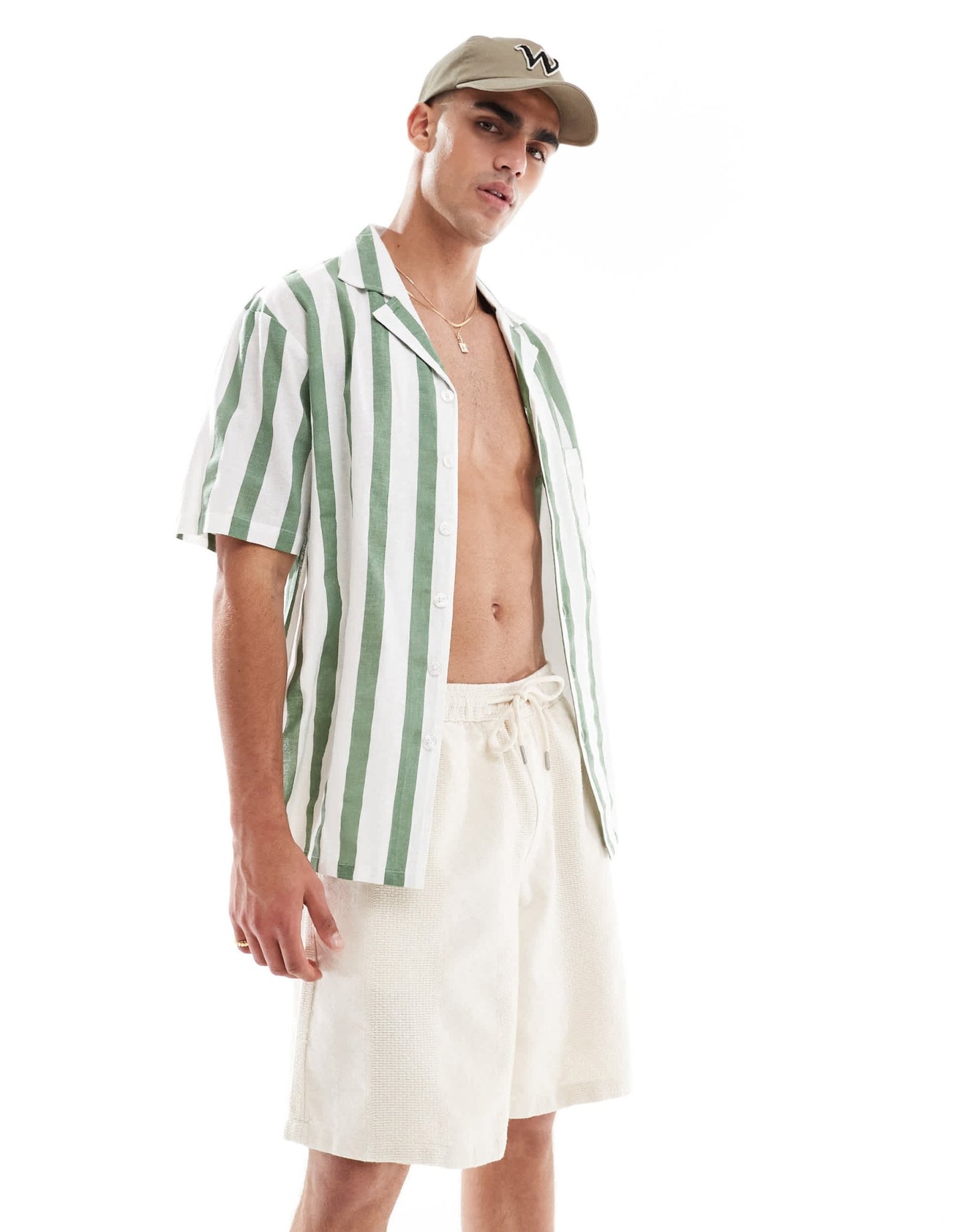 Pull&Bear textured drawstring short co-ord in ecru - ASOS Sample Sale