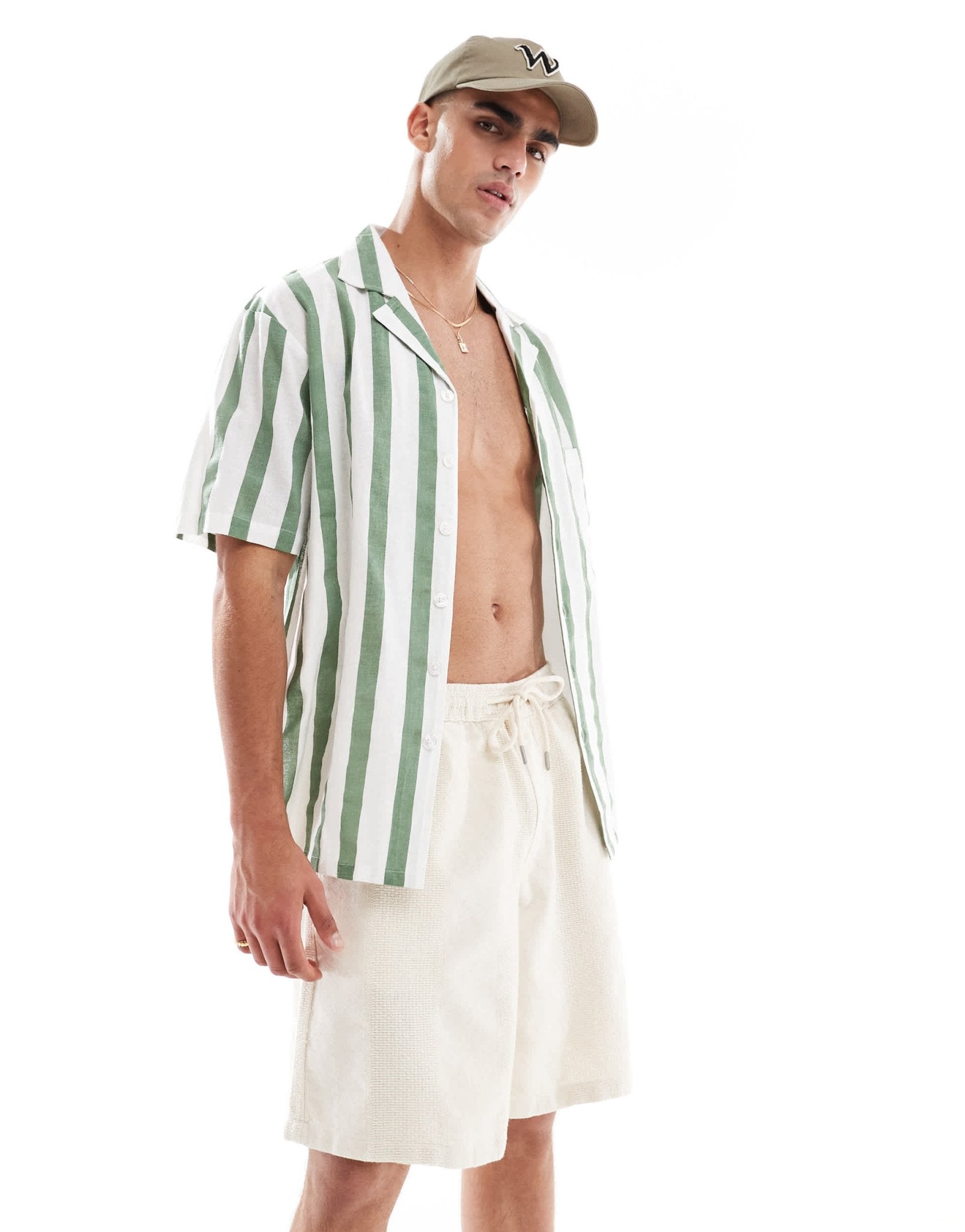 Pull&Bear textured drawstring short co-ord in ecru - ASOS Sample Sale