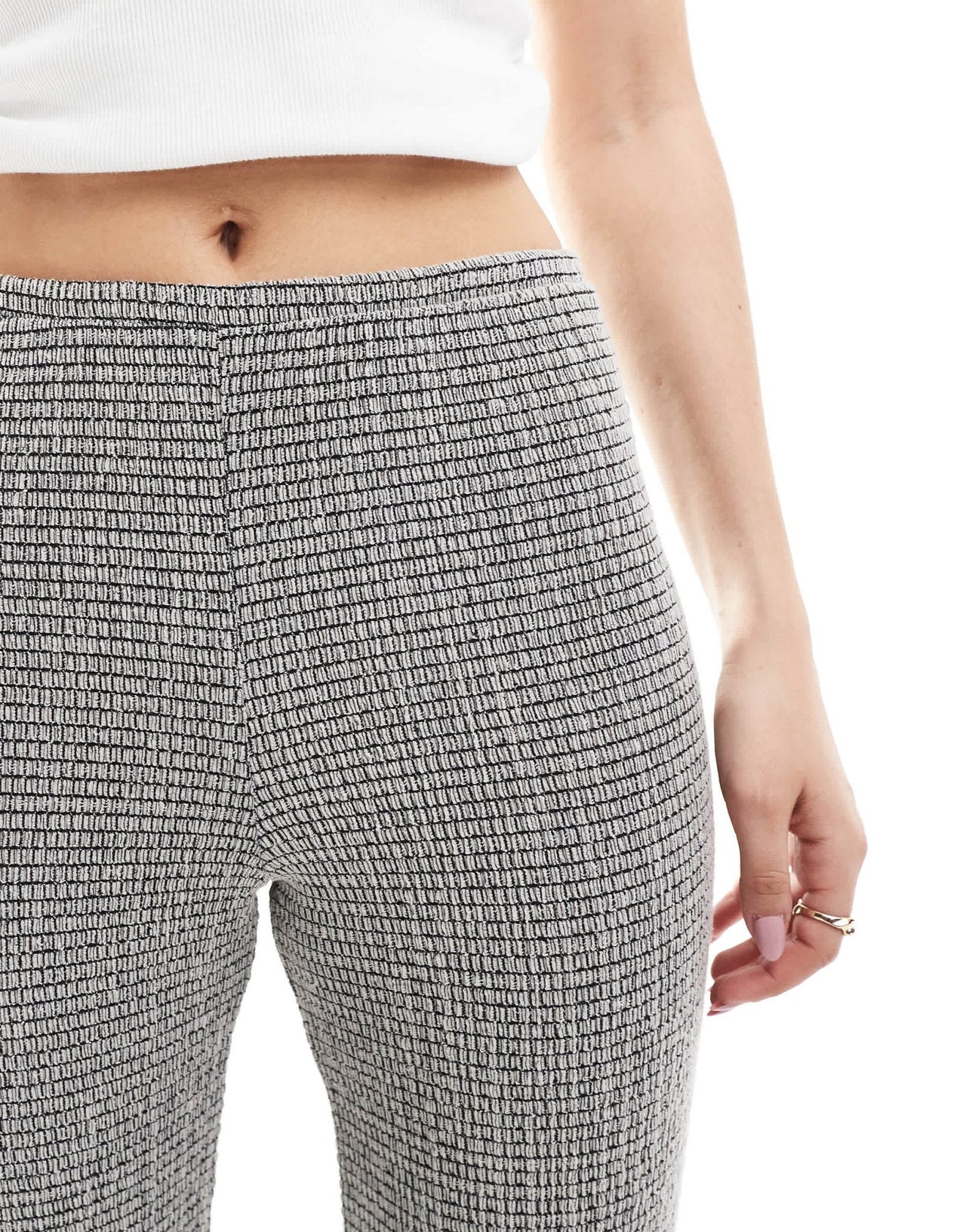 Pull&Bear textured straight leg trouser in grey - ASOS Sample Sale
