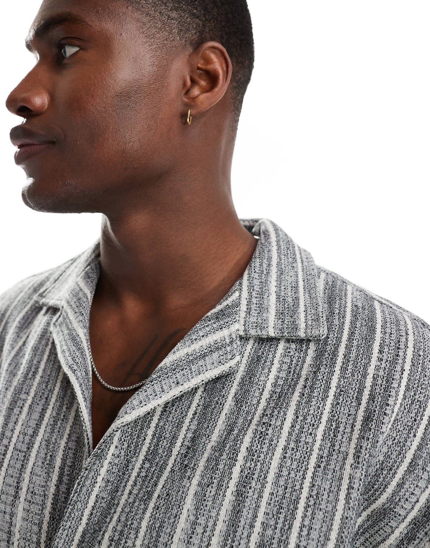 Pull&Bear textured stripe shirt co-ord in grey - ASOS Sample Sale