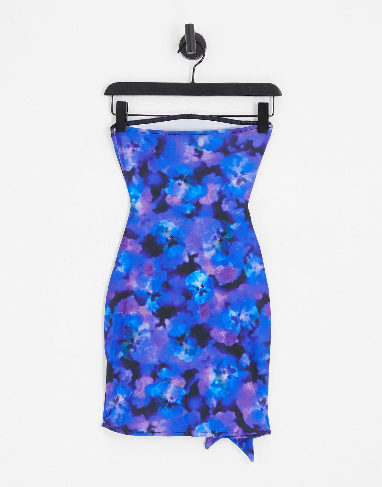 Pull&Bear tie waist bandeau mini dress in blue floral - ASOS Sample Sale