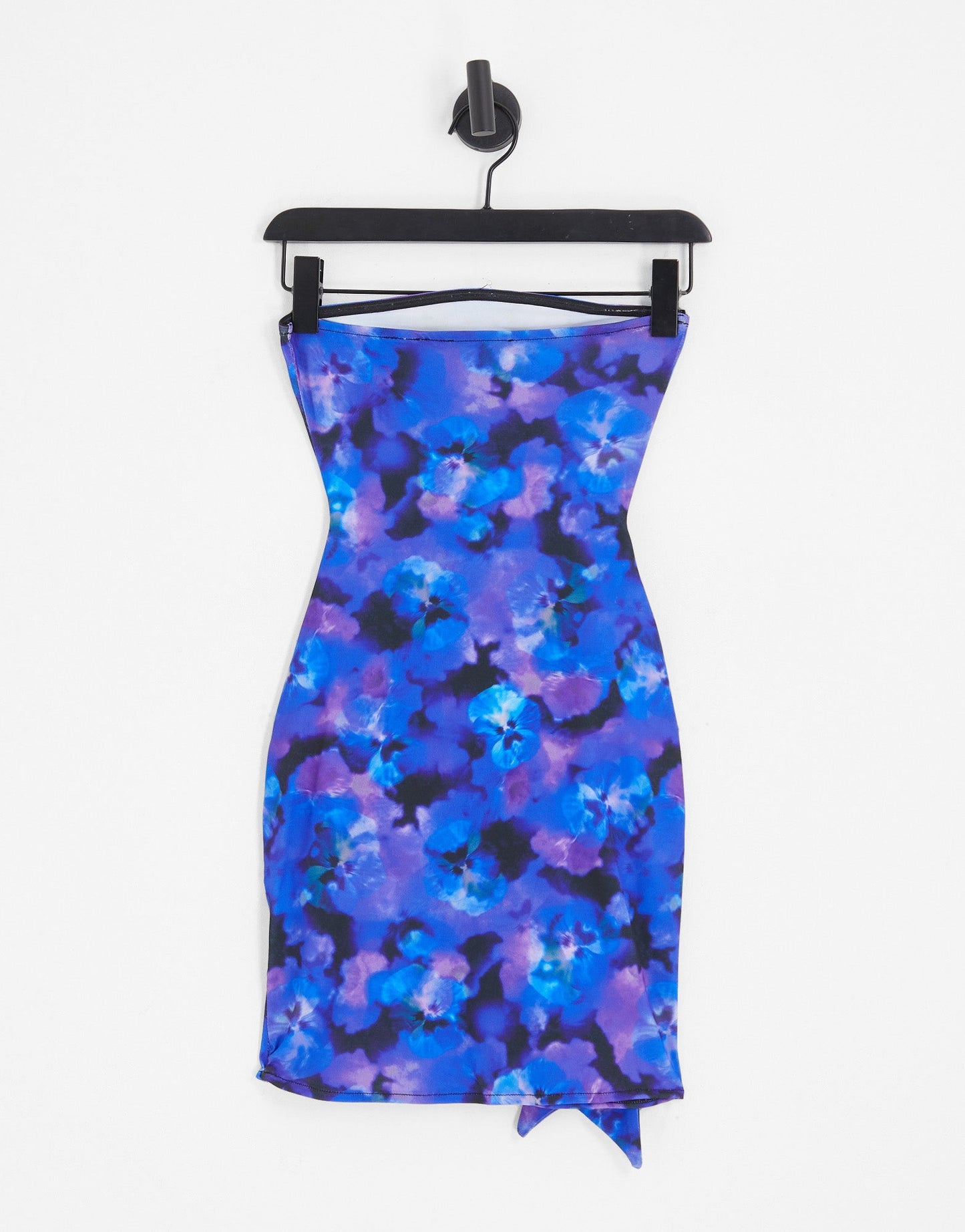 Pull&Bear tie waist bandeau mini dress in blue floral - ASOS Sample Sale