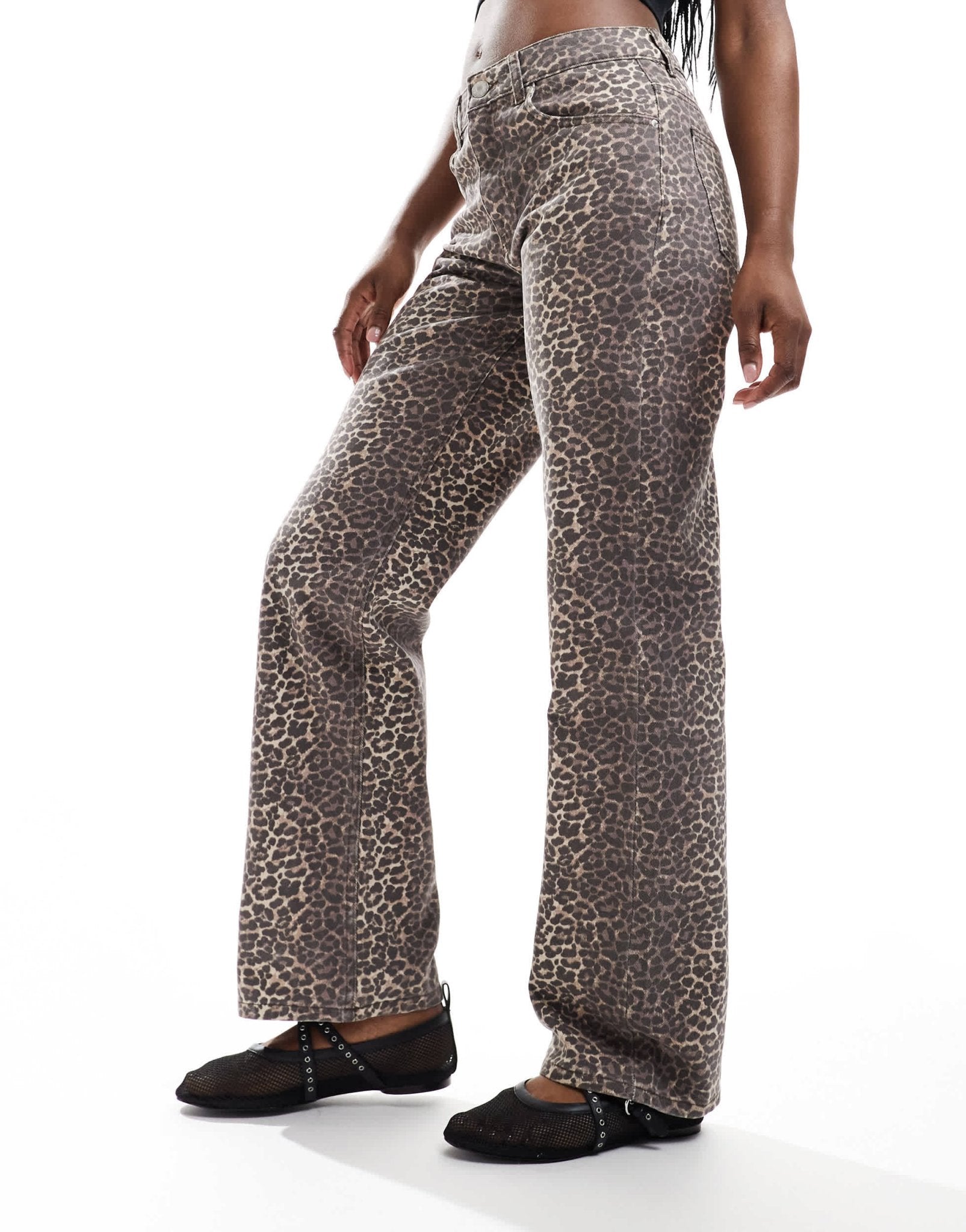 Pull&Bear wide leg jean in brown leopard print - ASOS Sample Sale
