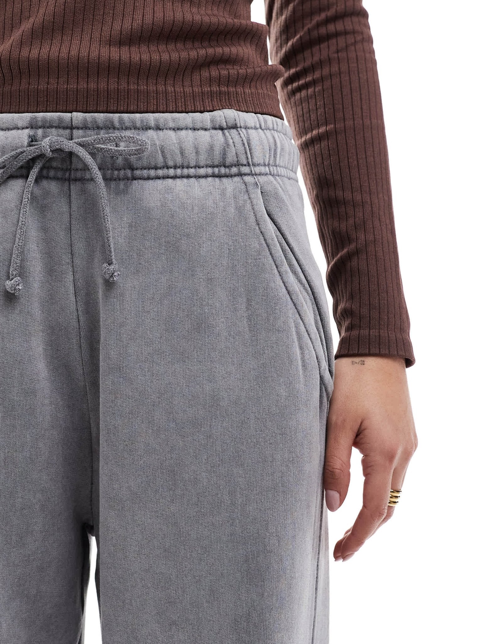 Pull&Bear wide leg jogger in acid washed grey - ASOS Sample Sale
