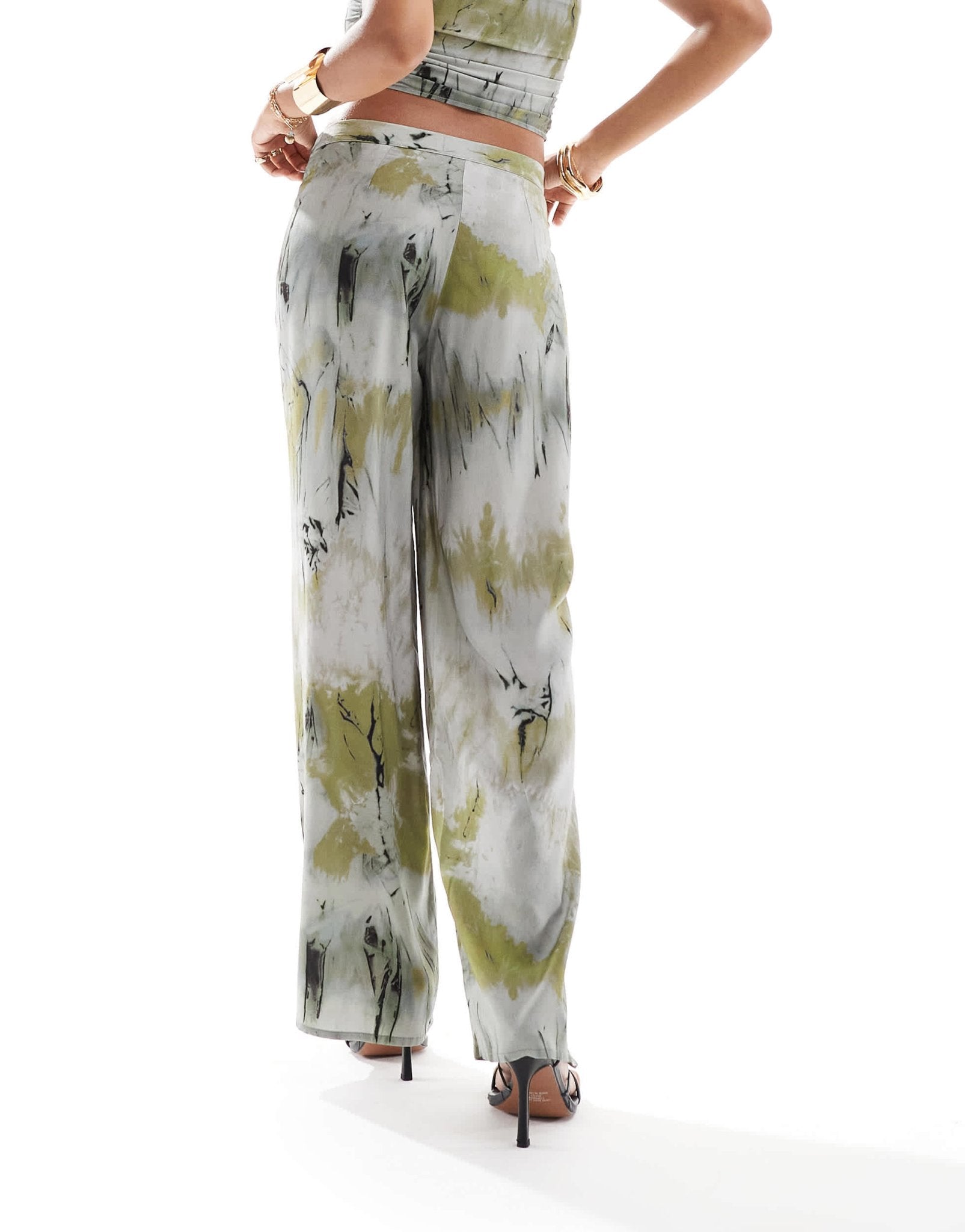 Pull&Bear wide leg trouser co - ord in brown tie dye print - ASOS Sample Sale
