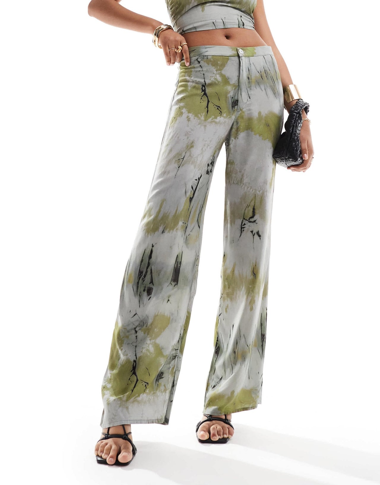 Pull&Bear wide leg trouser co - ord in brown tie dye print - ASOS Sample Sale