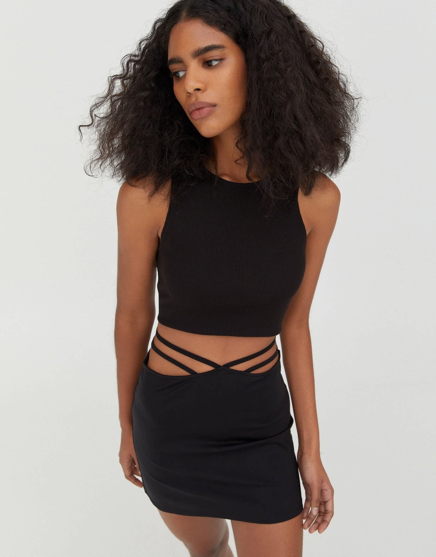 Pull&Bear wrap around detail skirt in black - ASOS Sample Sale