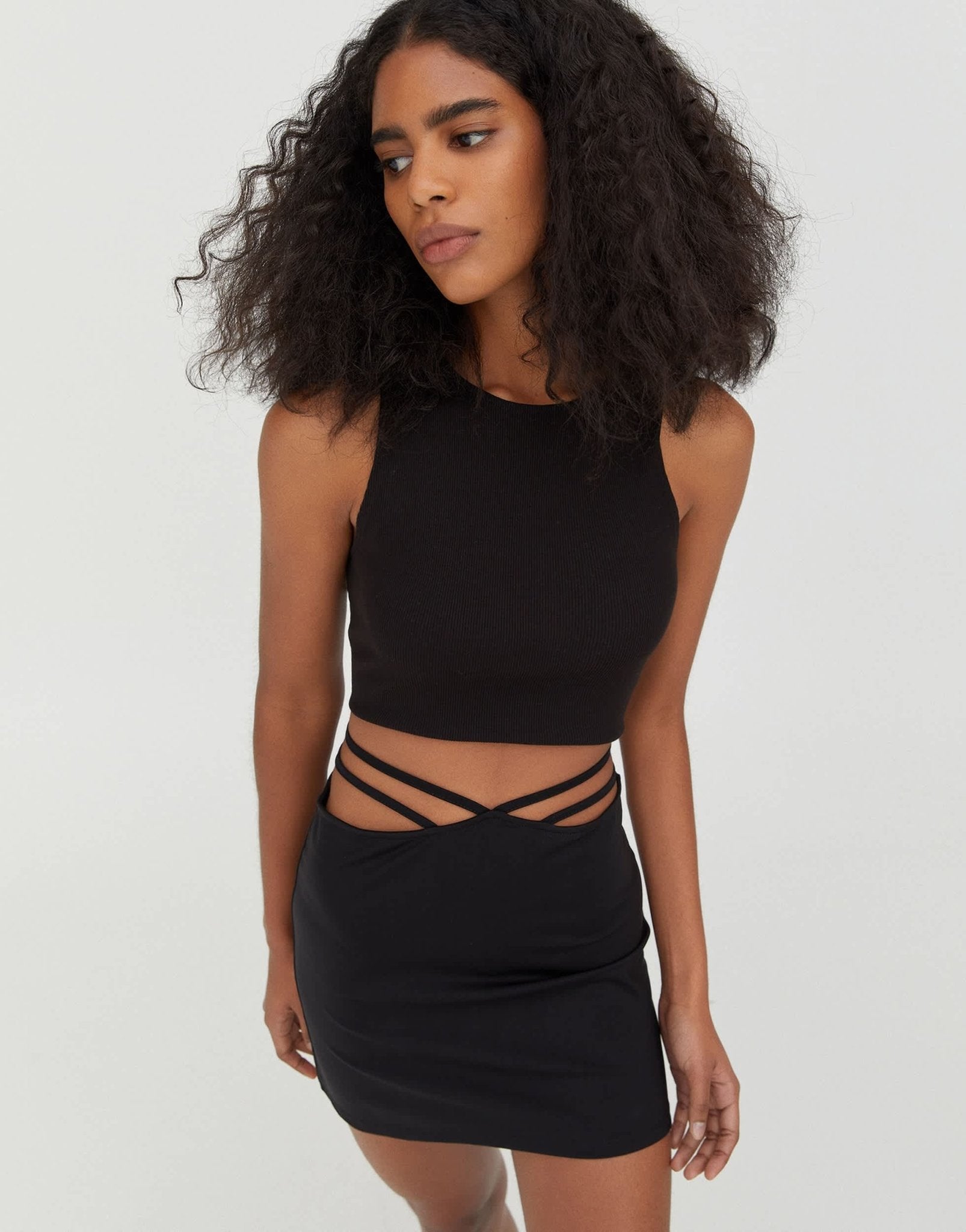 Pull&Bear wrap around detail skirt in black - ASOS Sample Sale