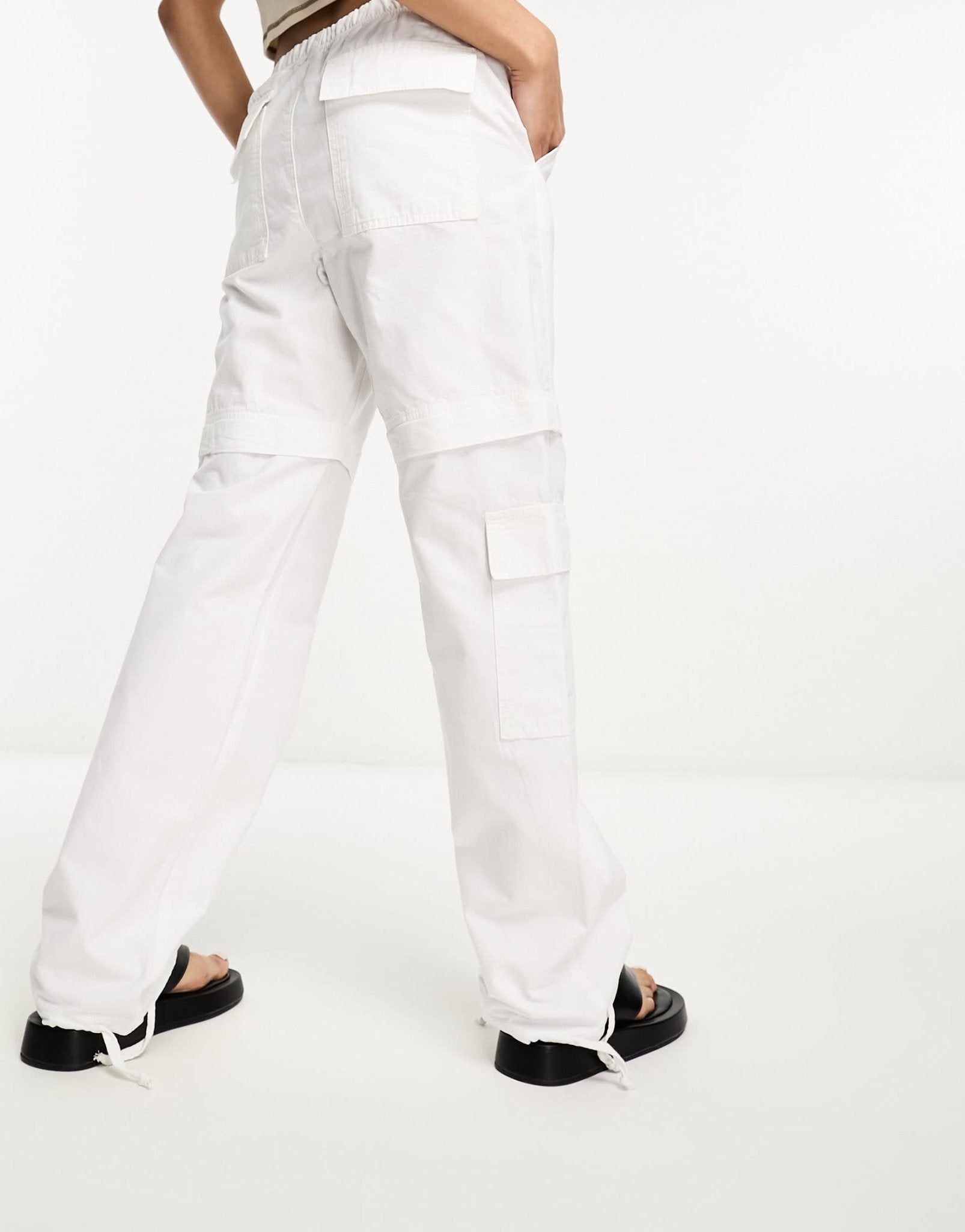 Pull&Bear zip off cargo trousers in off white - ASOS Sample Sale