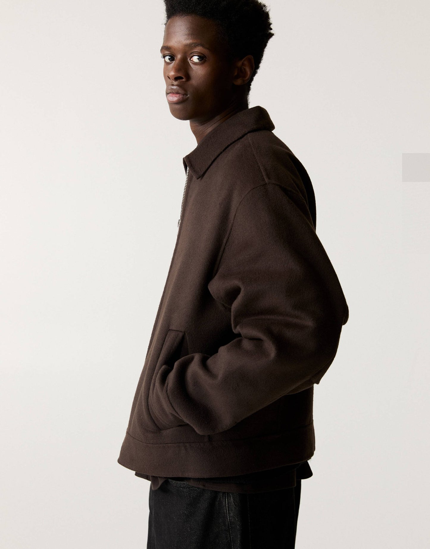 Pull&Bear zip through jacket in brown - ASOS Sample Sale