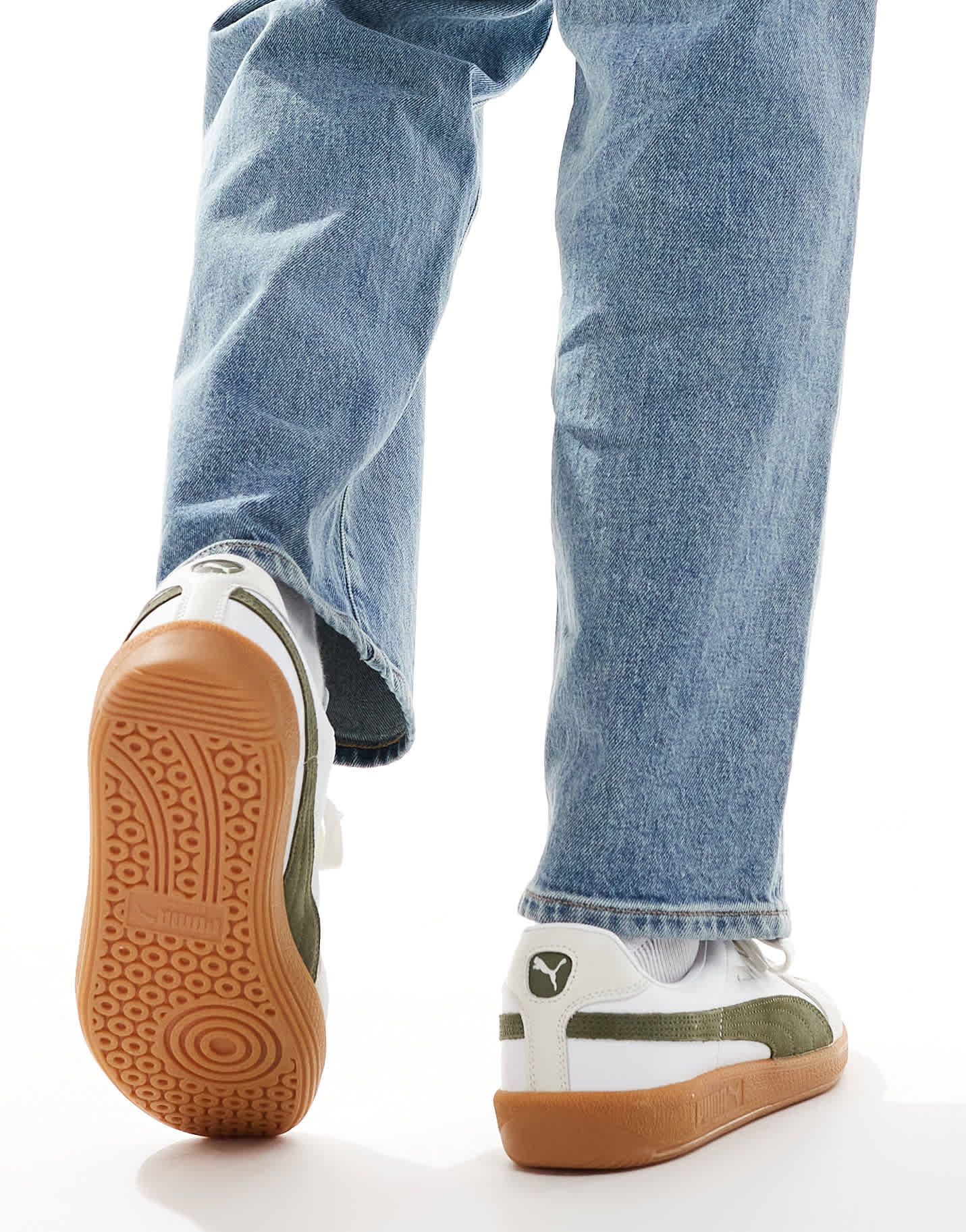 Puma Army trainers in white & olive - ASOS Sample Sale