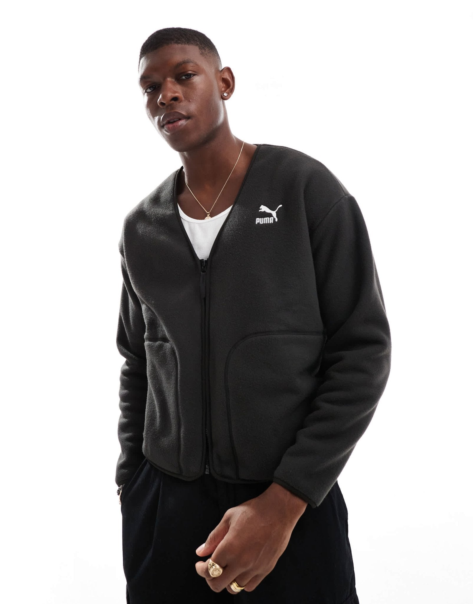 Puma Classics fleece cardigan in black - ASOS Sample Sale