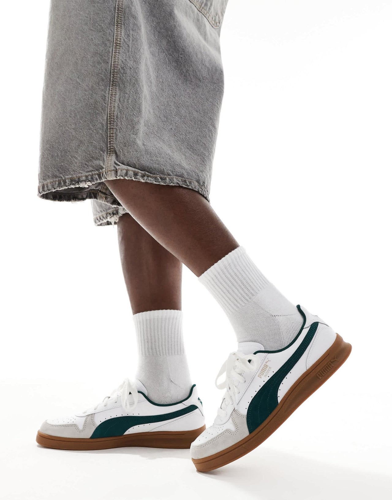 Puma Indoor trainers in white & green - ASOS Sample Sale