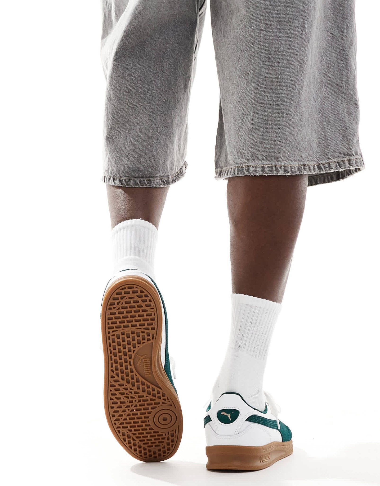 Puma Indoor trainers in white & green - ASOS Sample Sale