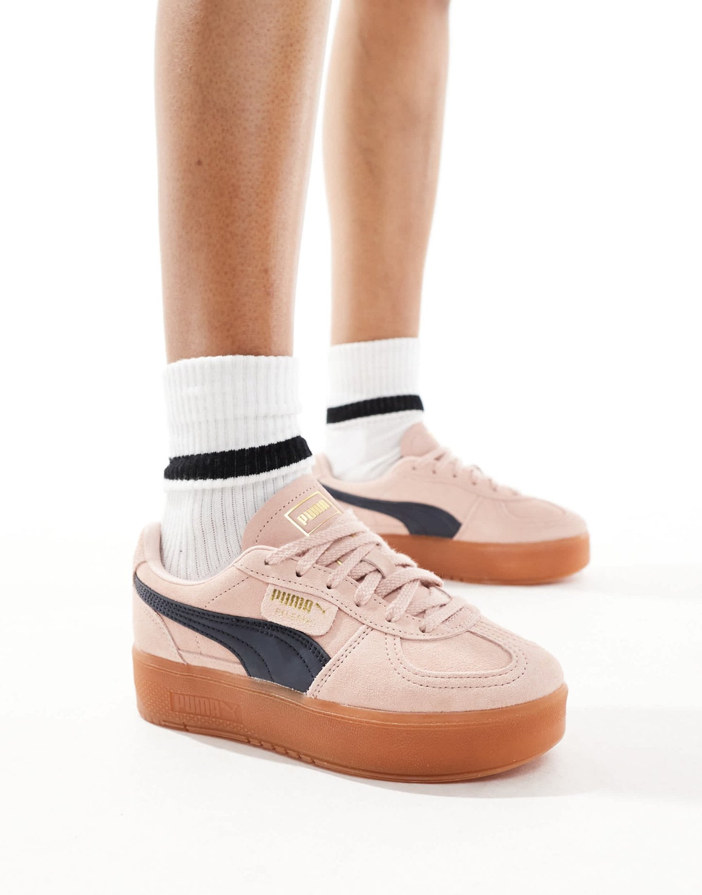 Puma Palermo Elevata trainers in baby pink & navy - ASOS Sample Sale