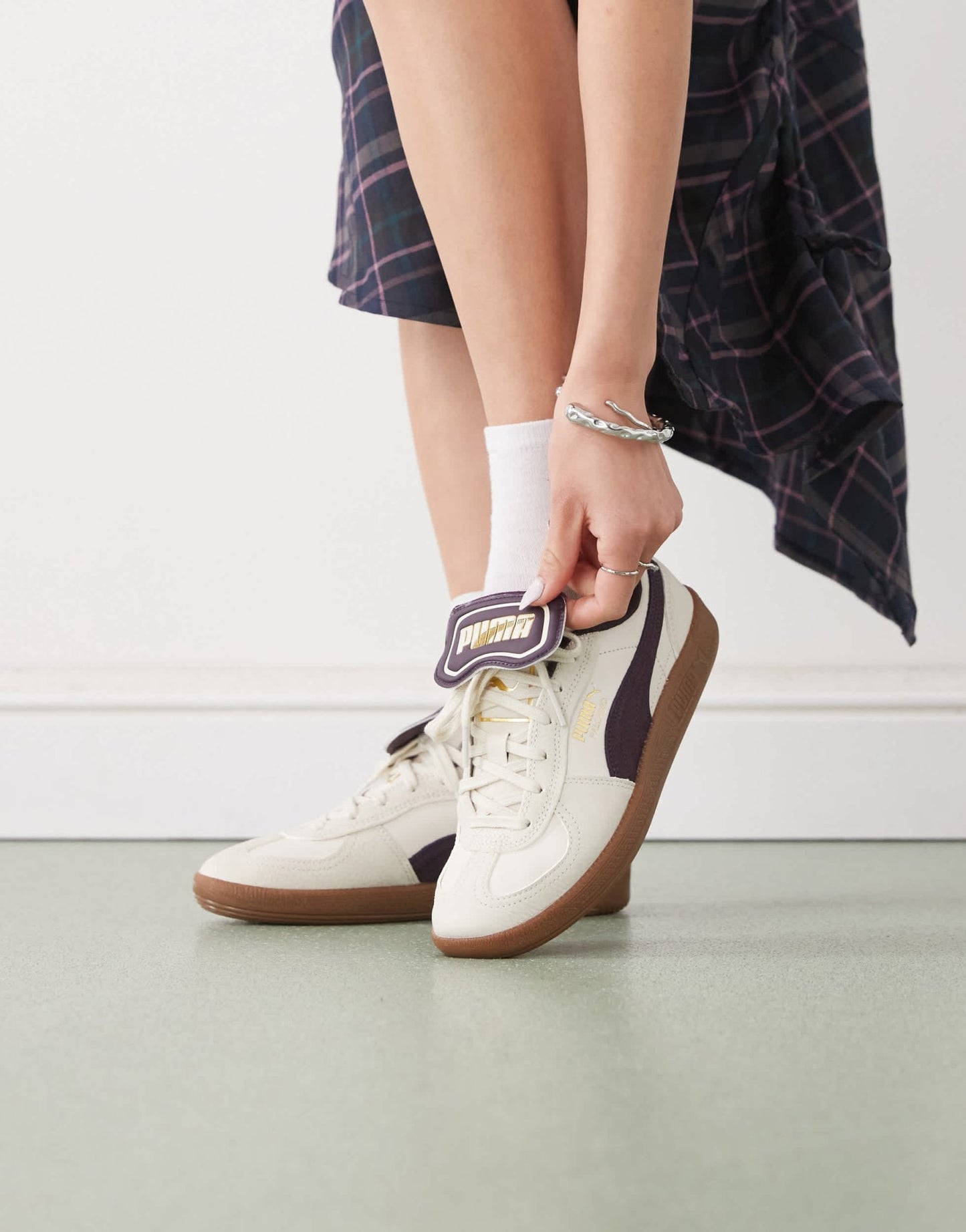 Puma Palermo Premium trainers in off white & plum - ASOS Sample Sale