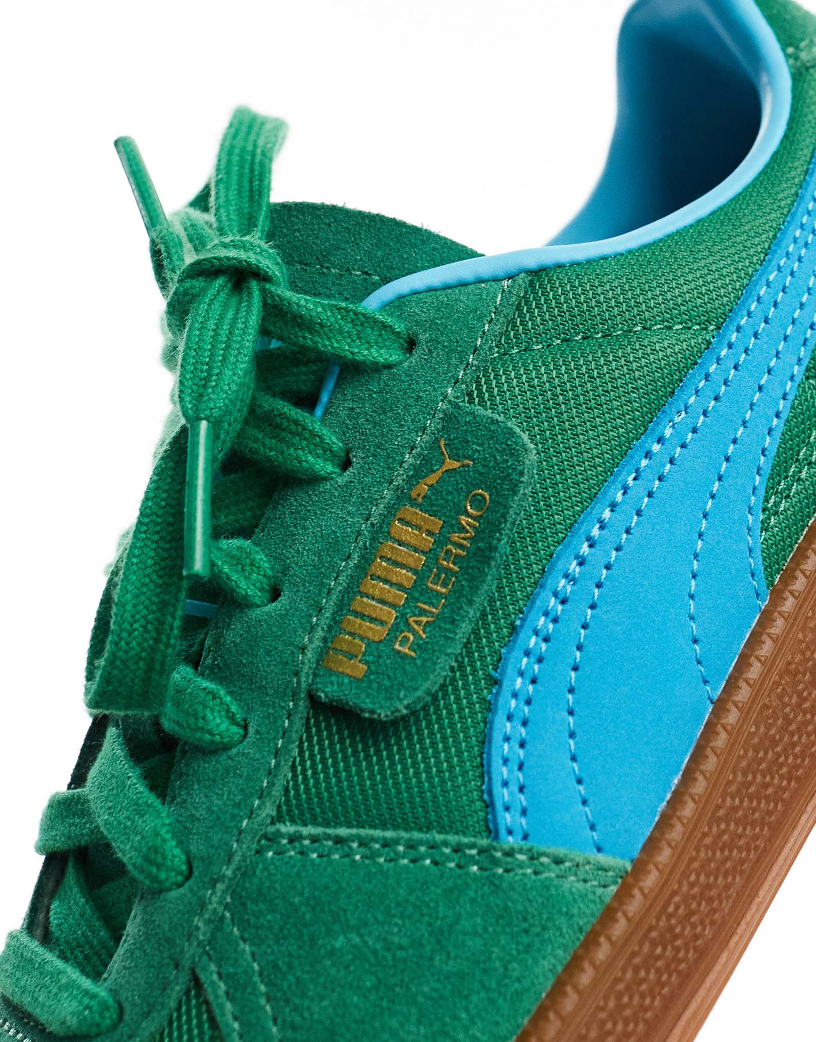 Puma Palermo Vintage trainers in green & blue - ASOS Sample Sale
