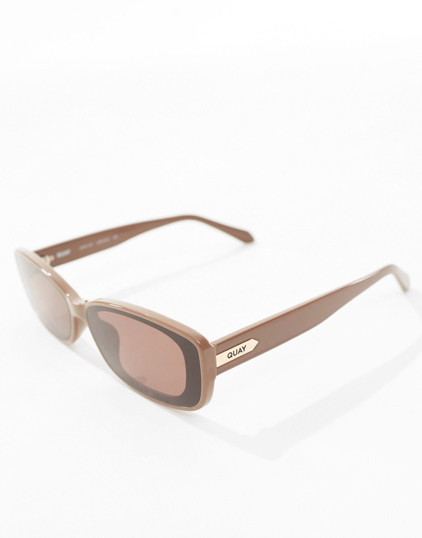 Quay vibe check rectangle sunglasses in brown - ASOS Sample Sale