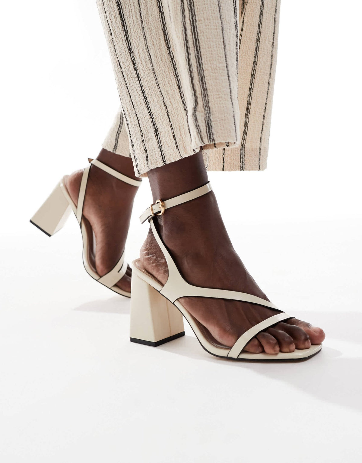 RAID Aubrey block heeled sandals in off white PU - ASOS Sample Sale
