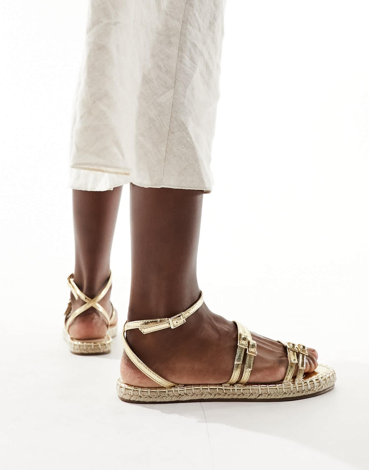 RAID Elodiya flat espadrille sandals in gold - ASOS Sample Sale